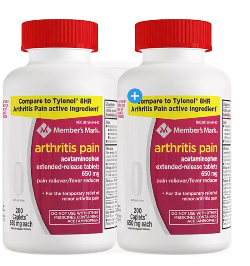 Member's Mark Compare to Tylenol Arthritis Pain Active Ingredient. - Member's Mark - Arthritis Pain Reliever, Extended Release, Acetaminophen 650 mg, 400 CapletsQ - Image 1